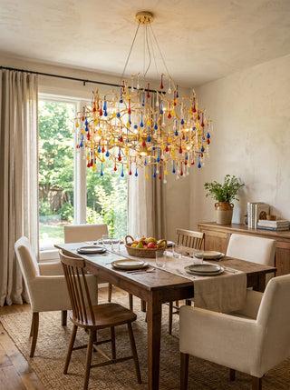 Aurum Ramus Branch Brass Raindrop Chandelier