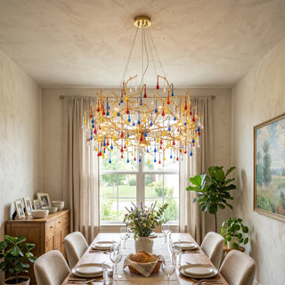 Aurum Ramus Branch Brass Raindrop Chandelier