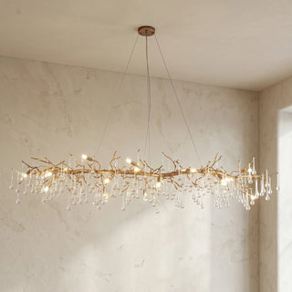 Aurum Ramus Branch Brass Raindrop Chandelier