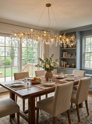 Aurum Ramus Branch Brass Raindrop Chandelier