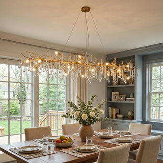 Aurum Ramus Branch Brass Raindrop Chandelier