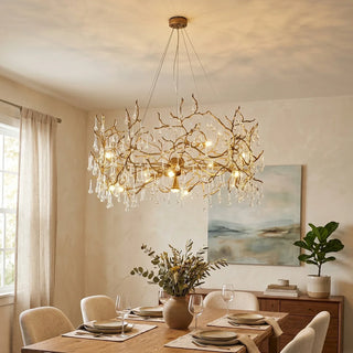 Aurum Ramus Branch Brass Raindrop Chandelier