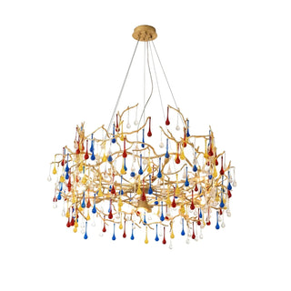 Aurum Ramus Branch Brass Raindrop Chandelier
