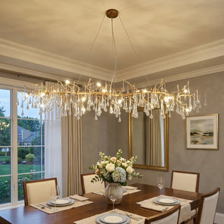Aurum Ramus Branch Brass Raindrop Chandelier