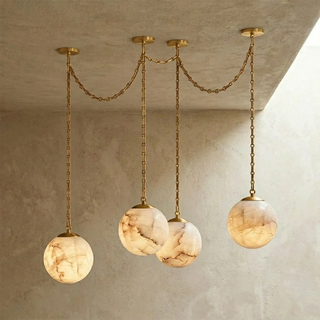 Alabaster Spherical Chain Chandelier