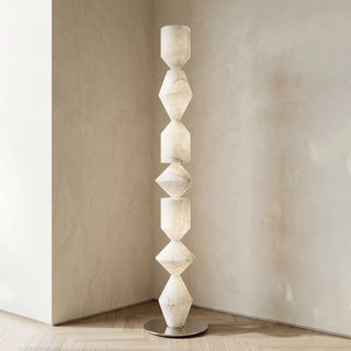 Sculptural Layered Alabaster Floor Lamp
