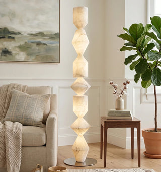 Sculptural Layered Alabaster Floor Lamp