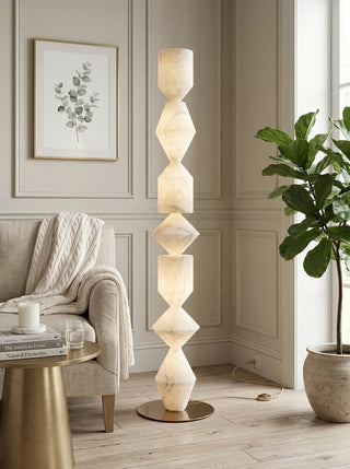 Sculptural Layered Alabaster Floor Lamp
