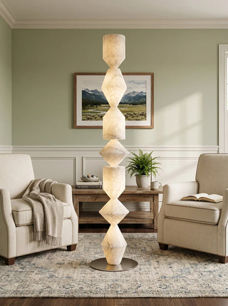 Sculptural Layered Alabaster Floor Lamp
