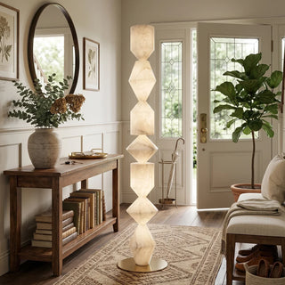 Sculptural Layered Alabaster Floor Lamp