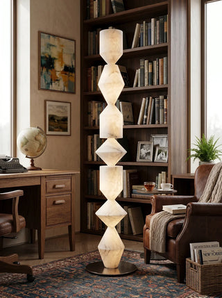 Sculptural Layered Alabaster Floor Lamp