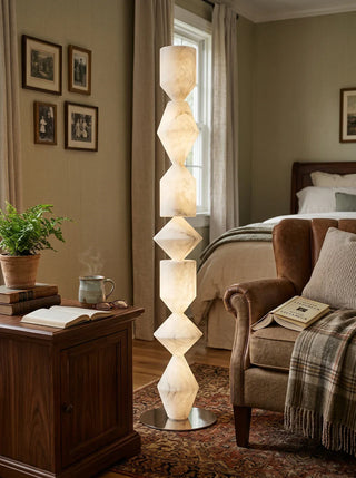 Sculptural Layered Alabaster Floor Lamp