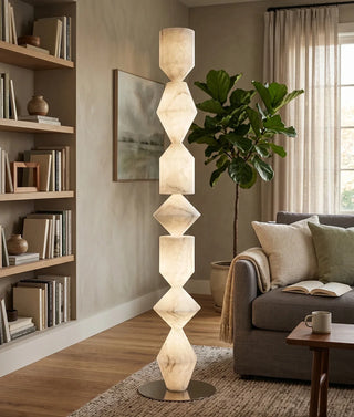 Sculptural Layered Alabaster Floor Lamp