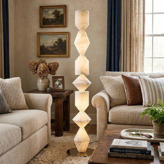Sculptural Layered Alabaster Floor Lamp