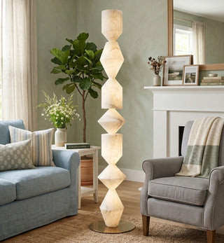 Sculptural Layered Alabaster Floor Lamp