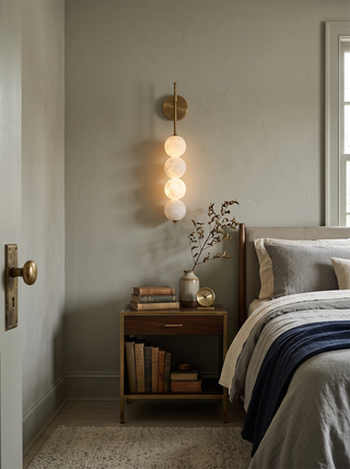 Beaded Aurelle Alabaster Orb Wall Sconce