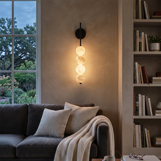 Beaded Aurelle Alabaster Orb Wall Sconce