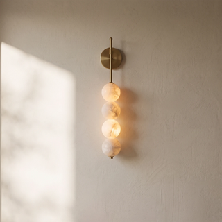 Beaded Aurelle Alabaster Orb Wall Sconce