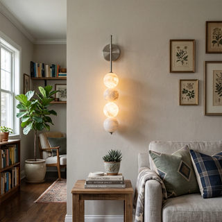 Beaded Aurelle Alabaster Orb Wall Sconce