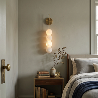 Beaded Aurelle Alabaster Orb Wall Sconce