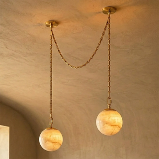 Alabaster Spherical Chain Chandelier