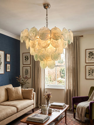 Blue Disk Glass Round Chandelier