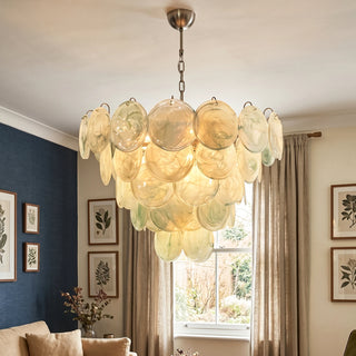 Blue Disk Glass Round Chandelier