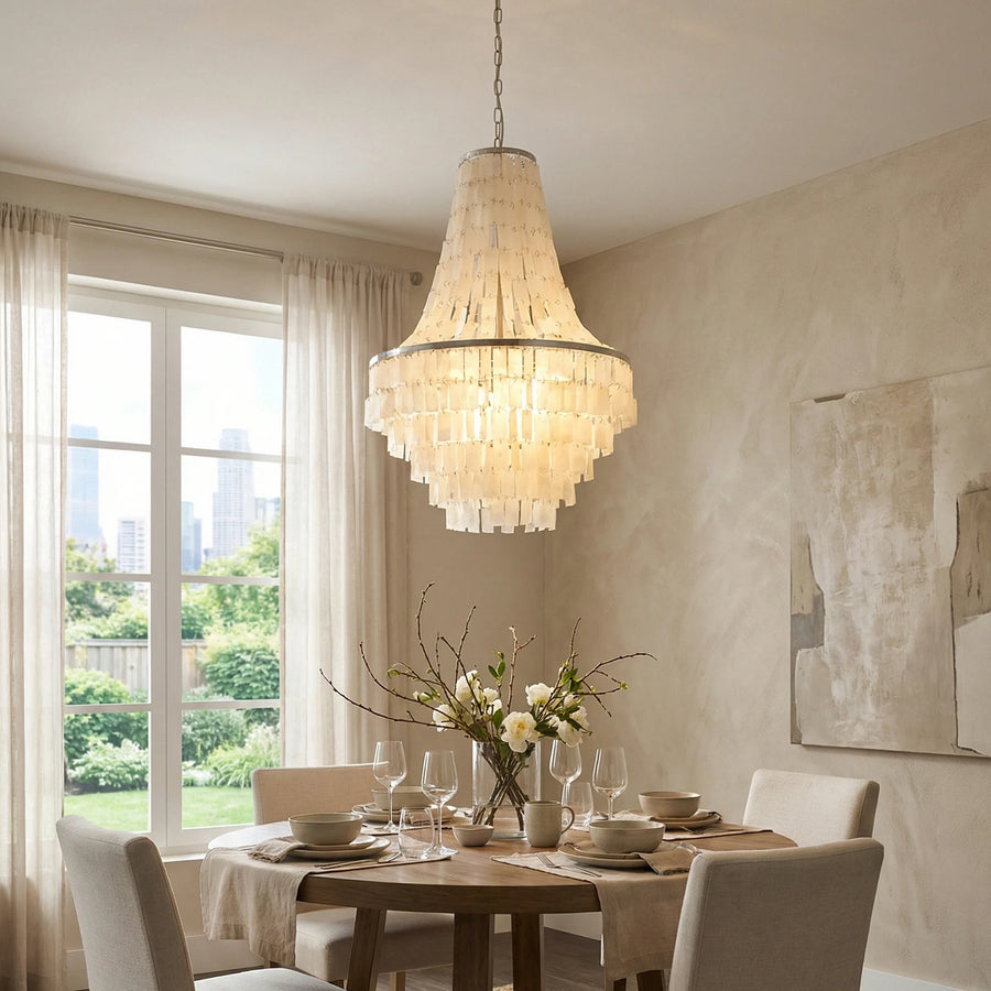 Boho Tiered Capiz Chandelier