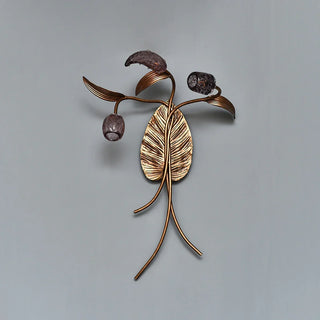 Brass Antique Plant Flower Wall Lamp