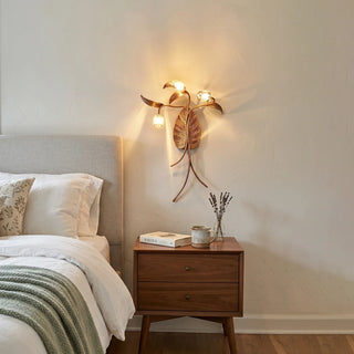Brass Antique Plant Flower Wall Lamp