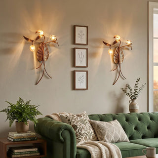 Brass Antique Plant Flower Wall Lamp