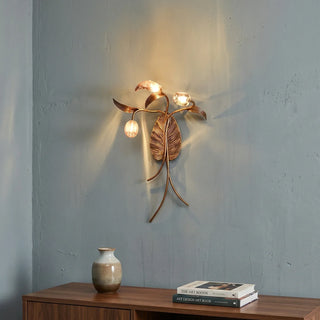 Brass Antique Plant Flower Wall Lamp