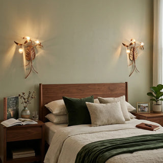 Brass Antique Plant Flower Wall Lamp
