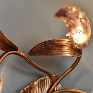 Brass Antique Plant Flower Wall Lamp