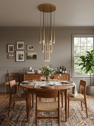 Brass Spinal Tube Combination Chandelier