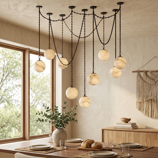Alabaster Spherical Chain Chandelier