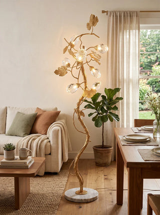 Brass Tree Branch Maple Leaf Vines Floor Lamp