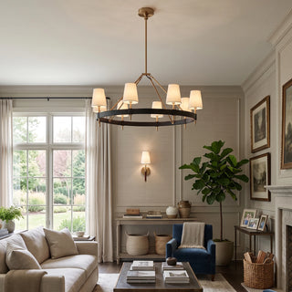 Bridell Leather-Wrapped Brass Chandelier