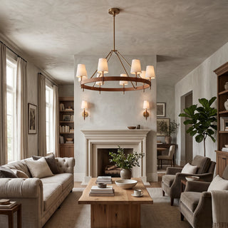 Bridell Leather-Wrapped Brass Chandelier