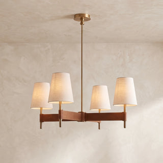 Bridell Leather-Wrapped Brass Chandelier