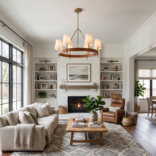 Bridell Leather-Wrapped Brass Chandelier