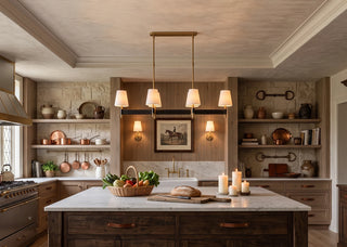 Bridell Leather-Wrapped Brass Chandelier