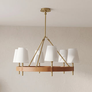 Bridell Leather-Wrapped Brass Chandelier