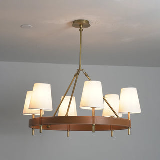 Bridell Leather-Wrapped Brass Chandelier