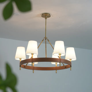 Bridell Leather-Wrapped Brass Chandelier