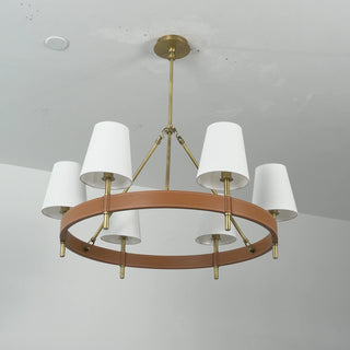 Bridell Leather-Wrapped Brass Chandelier