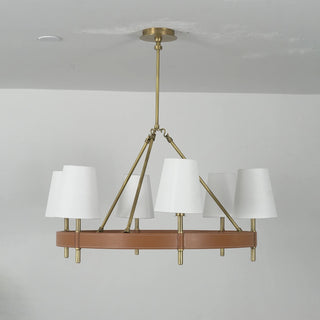 Bridell Leather-Wrapped Brass Chandelier
