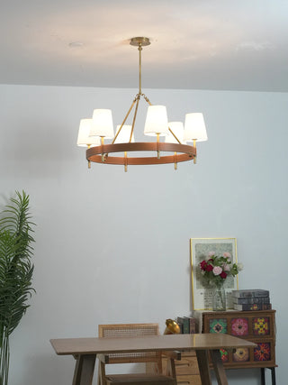 Bridell Leather-Wrapped Brass Chandelier