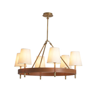 Bridell Leather-Wrapped Brass Chandelier