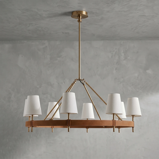 Bridell Leather-Wrapped Brass Chandelier